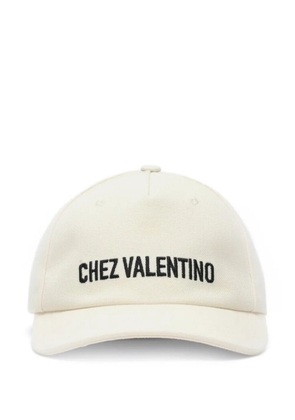 Valentino Garavani Chez Valentino Cotton Baseball Cap With Embroidery - Neutrals