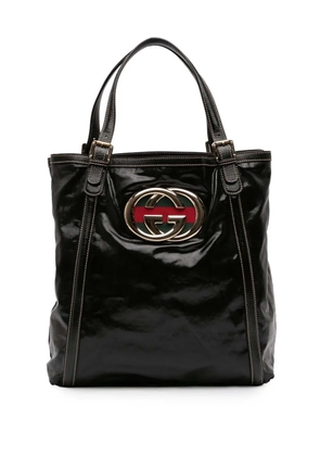 Gucci Pre-Owned 2016-2026 Patent Dialux Britt Web tote bag - Black