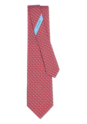 Ferragamo equestrian-print silk tie - Red