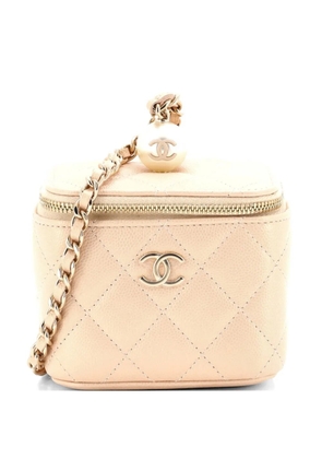 CHANEL Pre-Owned Classic Pearl Vanity Case with Chain Quilted Caviar Mini clutch bag - Gold
