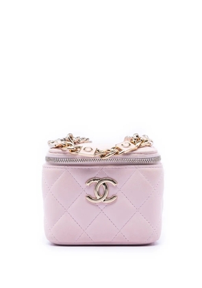 CHANEL Pre-Owned 2021 Mini CC Quilted Lambskin Enamel Coco Case With Chain vanity bag - Pink