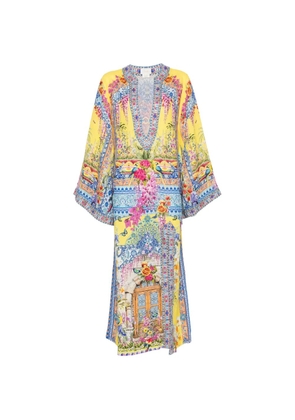 Camilla V-neck floral-print midi dress - Yellow