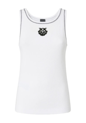PINKO embroidered-crest sleeveless tank top - White