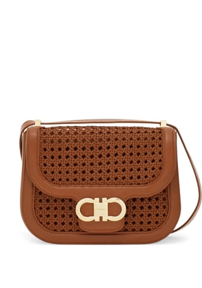 Ferragamo double Gancini North-South crossbody bag (XS) - Brown