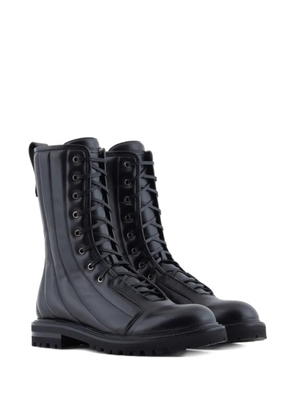 Giorgio Armani lace-up combat boots - Black