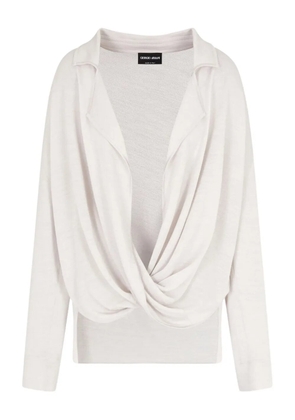 Giorgio Armani draped collared top - White