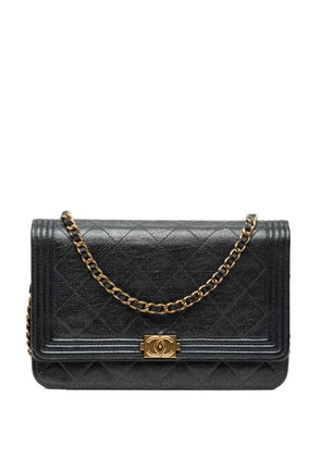CHANEL Pre-Owned 2014-2015 Quilted Calfskin Boy Wallet on Chain crossbody bag - Black