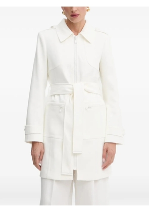 Morgan zip belt coat - White