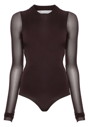 Philosophy Di Lorenzo Serafini sheer-sleeves round-neck bodysuit - Brown