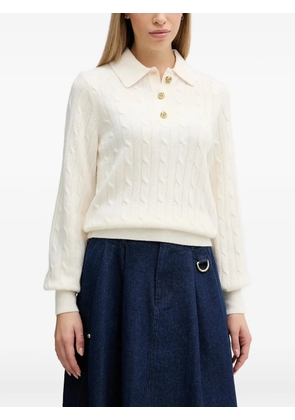 Barbour Evie cable-knit button polo top - Neutrals