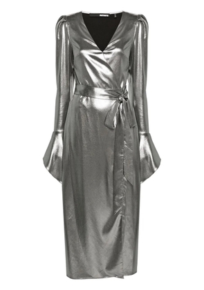 ROTATE BIRGER CHRISTENSEN lamé wrap midi dress - Silver