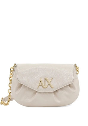 Armani Exchange mini textured cross-body bag - White