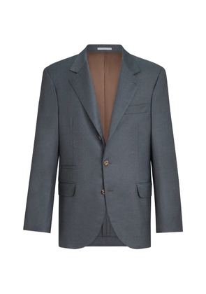 Brunello Cucinelli super 150s virgin-wool four season batavia twill blazer - Grey