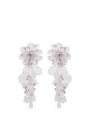 Oscar de la Renta flower-embellished drop earrings - White