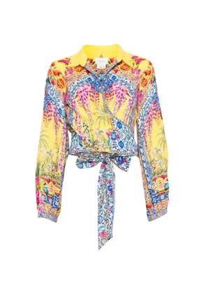 Camilla floral print wrap shirt - Yellow