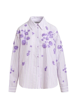Essentiel Antwerp striped floral appliqué shirt - White