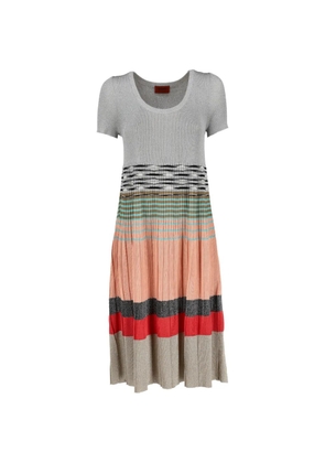 M Missoni Vintage pleated short-sleeved midi dress - Grey