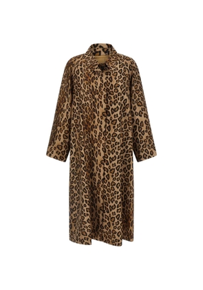 Alberto Biani leopard-print trench coat - Brown