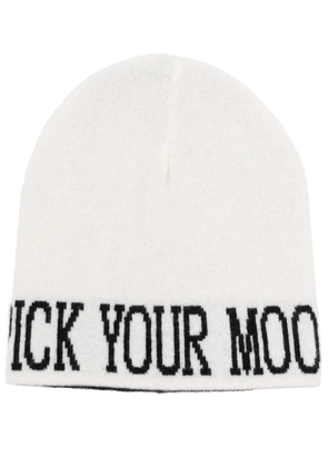 Alberta Ferretti slogan-print knitted beanie - White