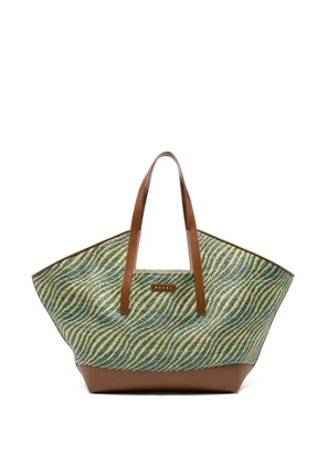 Marni striped-pattern tote bag - Green