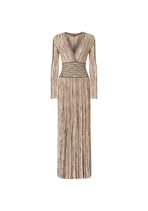 Missoni midi V-neck striped dress - Neutrals