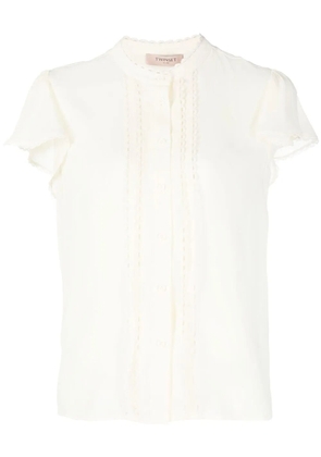 TWINSET lace-trim detail shirt - Neutrals
