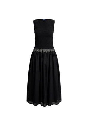 Polo Ralph Lauren shirred-trim midi dress - Black