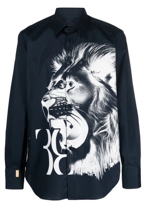 Billionaire lion-print long-sleeve shirt - Blue