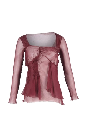 Alberta Ferretti Vintage ruched mesh blouse - Red