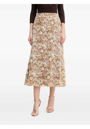 LUISA SPAGNOLI floral embroidered skirt - Brown