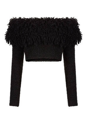 Nina Ricci off-shoulder fringe top - Black