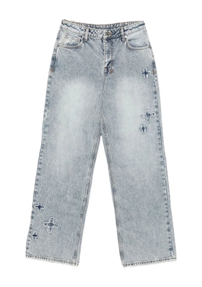 Ksubi cross-embroidered cotton jeans - Blue