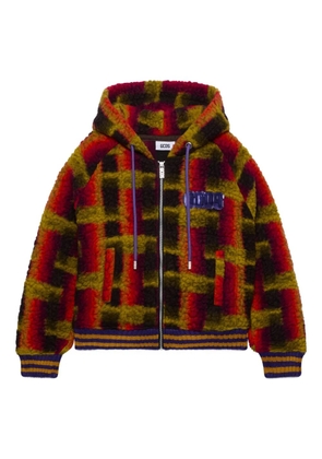 GCDS hooded check jacket - Red