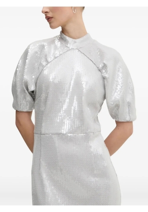 ROTATE BIRGER CHRISTENSEN puff-sleeve sequinned dress - Grey