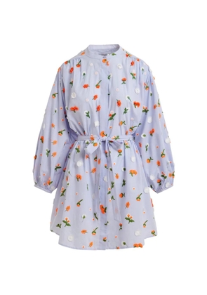 Essentiel Antwerp Jalen floral-embroidered shirt dress - Blue