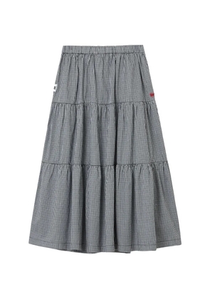 CHOCOOLATE tiered gingham-pattern skirt - Black