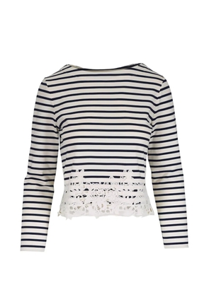 Veronica Beard striped lace blouse - White