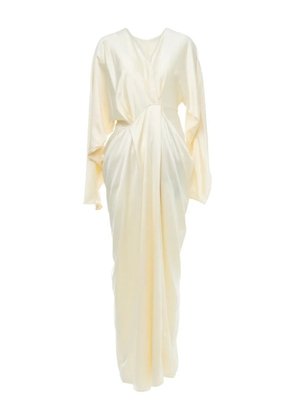 YANGKEHAN draped V-neck maxi dress - White