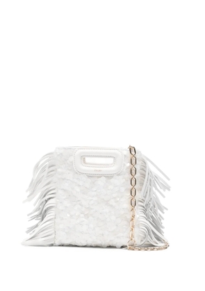 Maje fringe sequin mini bag - White