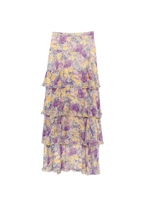 Valentino Garavani floral tiered maxi skirt - Purple