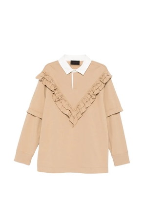 Simone Rocha ruffled-detail polo shirt - Neutrals