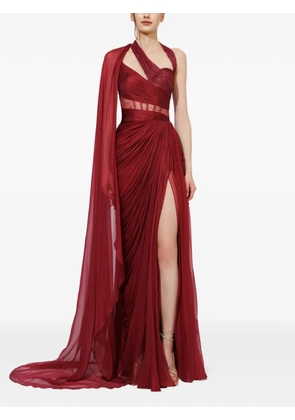 Iris Serban Alexa asymmetric-neck lace-detail maxi dress - Red
