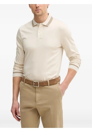 BOSS striped-collar polo shirt - Neutrals