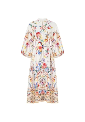 Camilla bubble sleeve floral dress - White