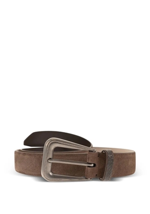 Brunello Cucinelli embellished buckle suede belt - Brown