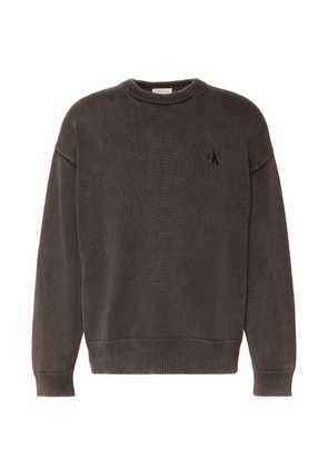 Calvin Klein embroidered crew neck jumper - Brown