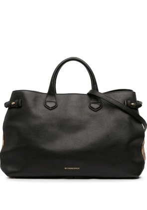 Burberry Pre-Owned 2000-2017 Large Leather and House Check Banner satchel - Black