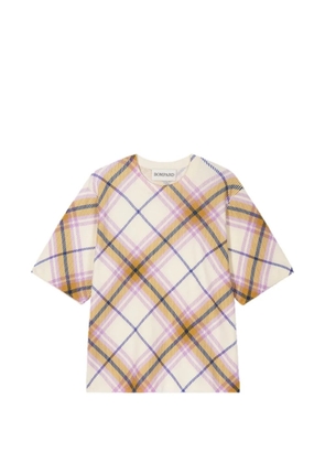 BOMPARD tartan-print T-shirt - Neutrals