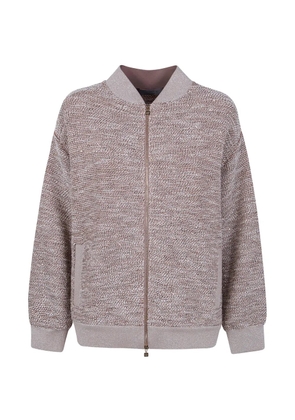 D.Exterior zip-fastening bomber jacket - Neutrals