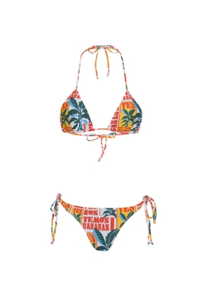 Amir Slama printed side-tie bikini - Yellow
